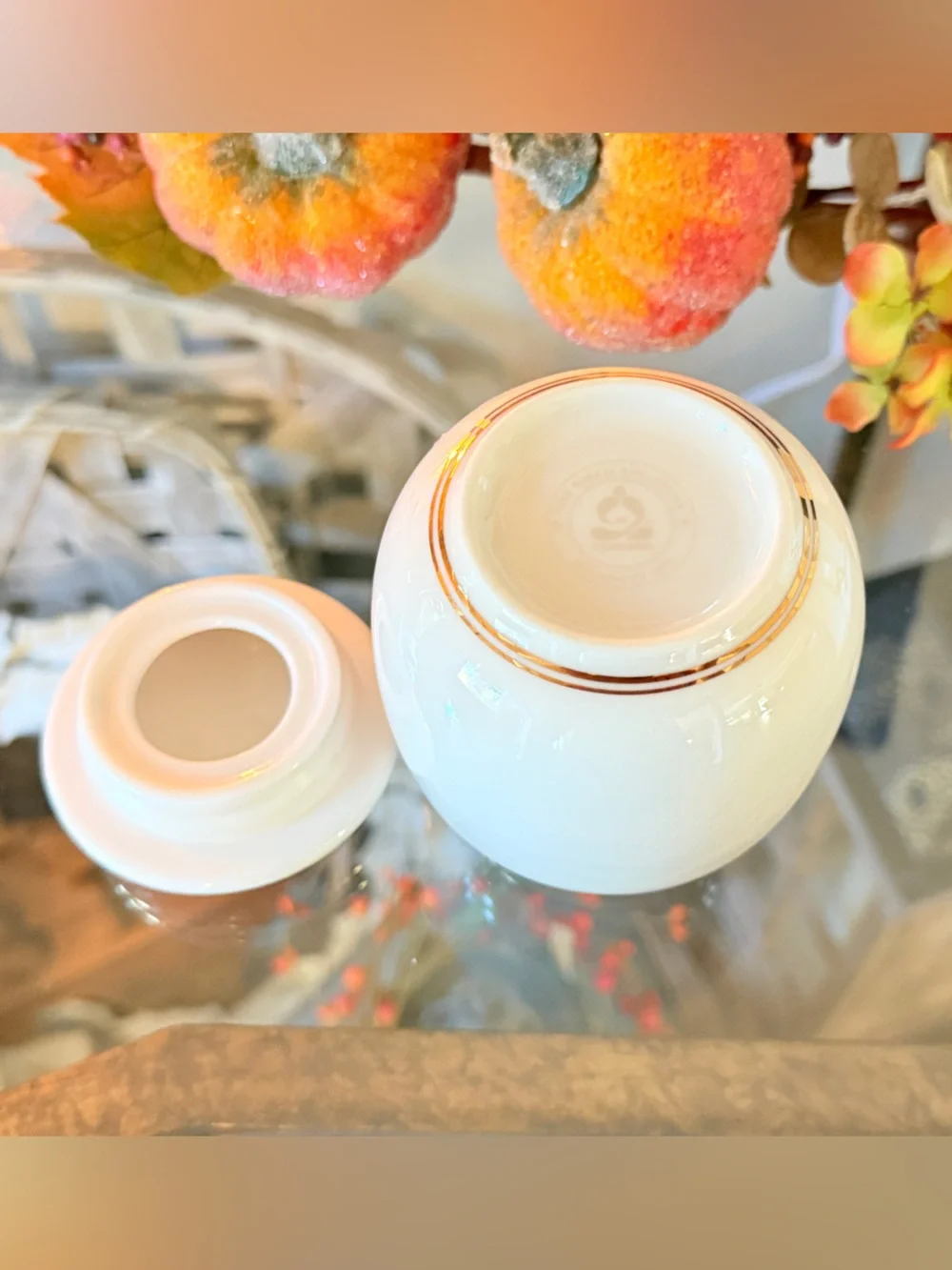 Vintage Teavana Sky-Bird fine Porcelain Tea Canister with Hand-Painted Bird